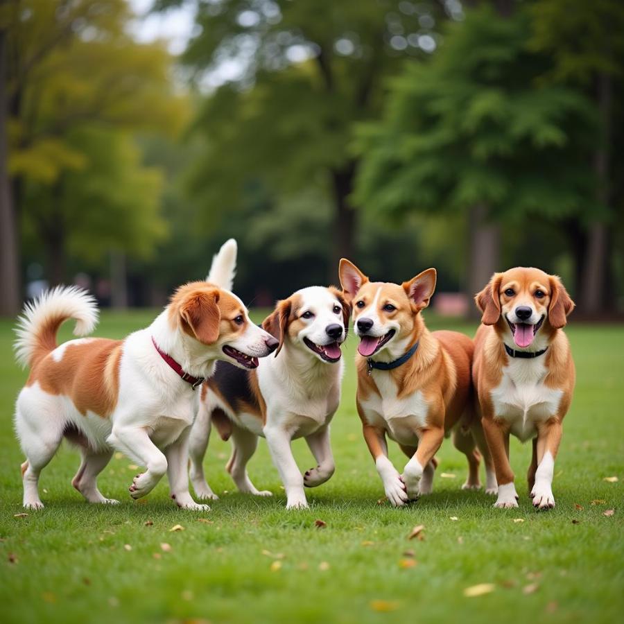 Pack of Dogs Playing