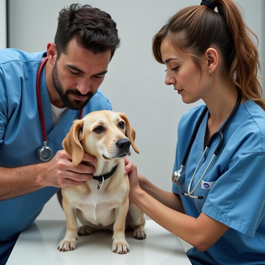 Dog at Vet Checkup