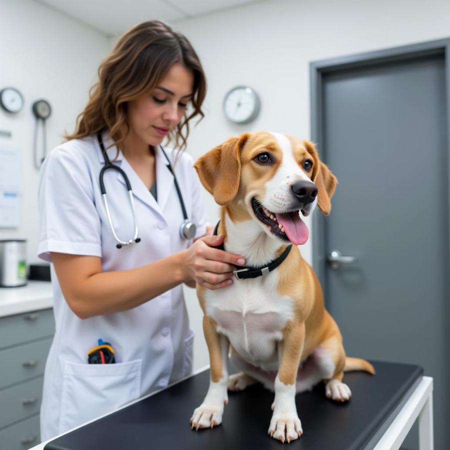 Dog at Vet Checkup