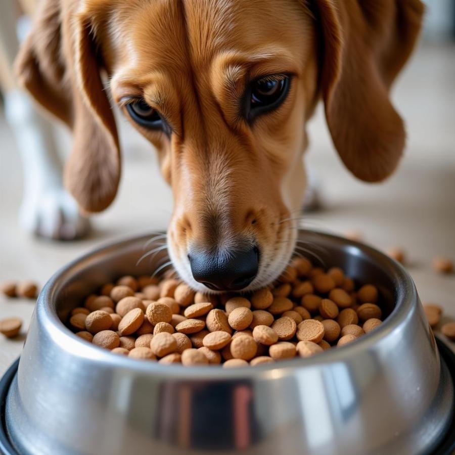 Dog Eating From a Bowl