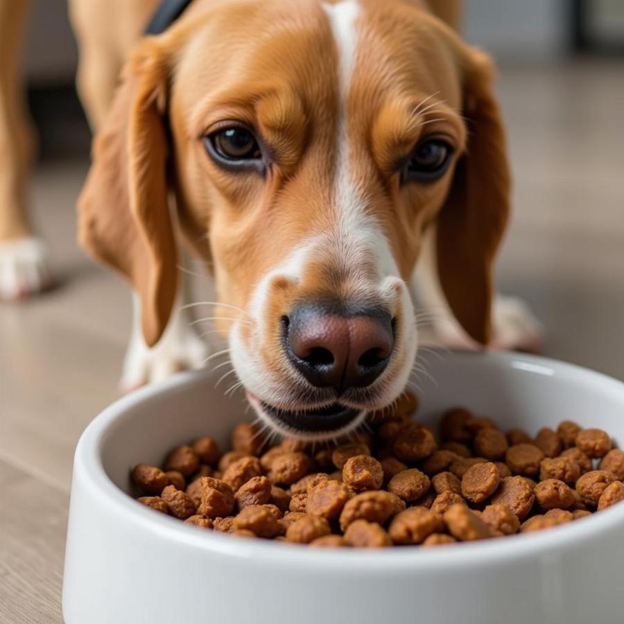 Dog Eating Kidney-Friendly Food