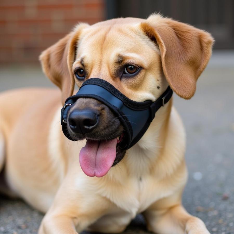 Dog Wearing a Baskerville Muzzle Comfortably