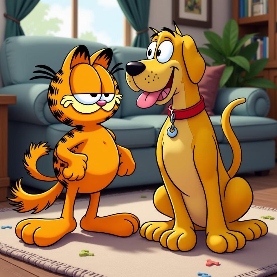 Garfield and Odie playing together