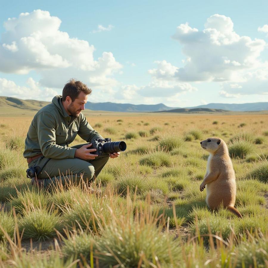 Human and Prairie Dog Interaction