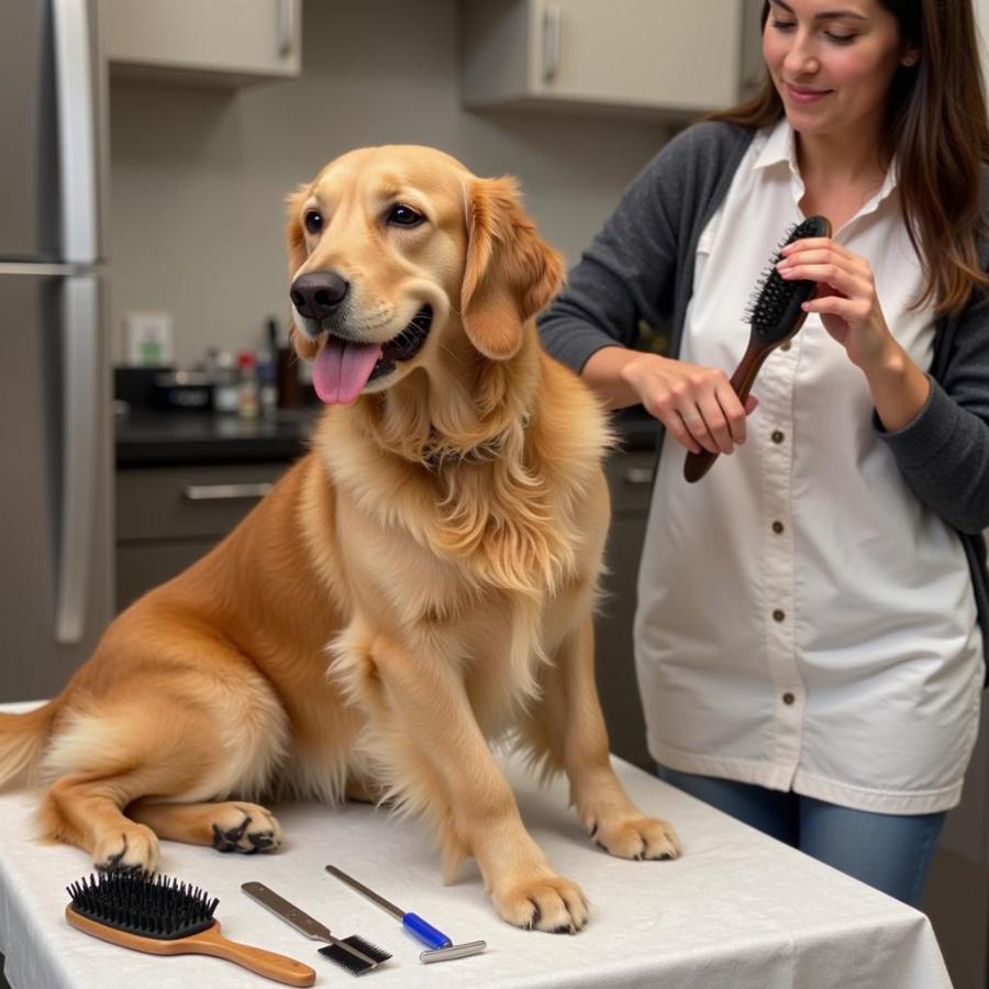 Chải lông cho Golden Retriever