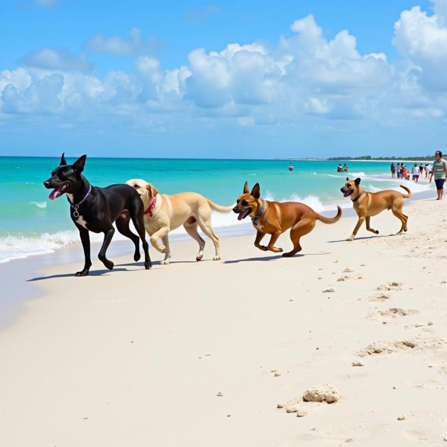 Haulover Beach Park Miami FL: Chó đang chơi đùa trên bãi biển