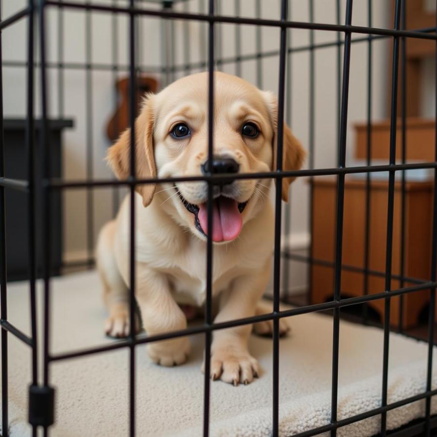 Huấn luyện chó con với dog crate house