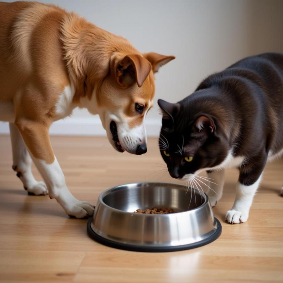 Training a dog not to eat cat food