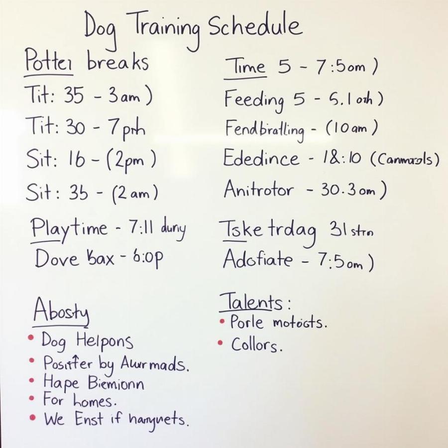 Dog Training Schedule Example