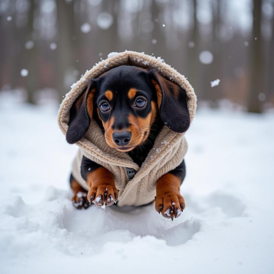 Quần áo mùa đông cho chó dachshund mini