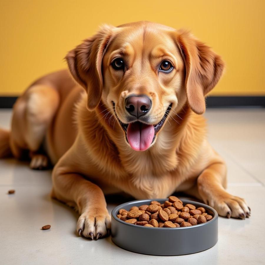 Orange Dog Eating Healthy Food