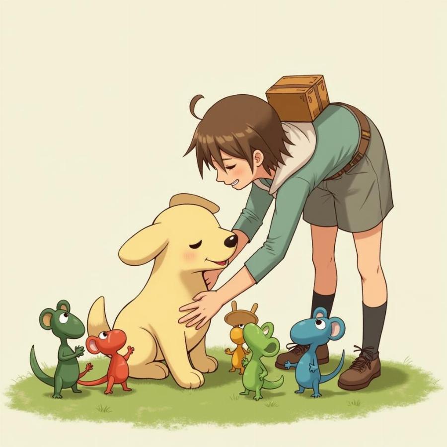 Petting Oatchi in Pikmin 4