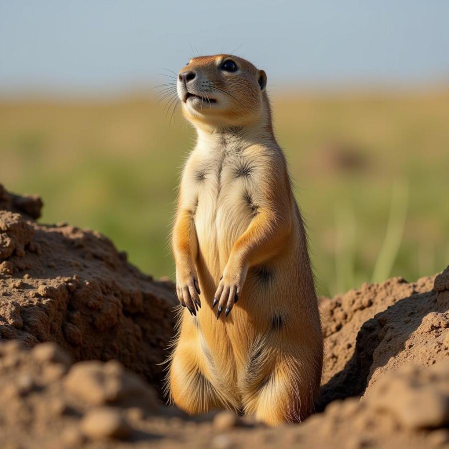 Prairie dog popping its head up