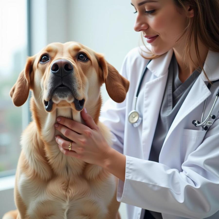 Veterinarian Examining a Dog