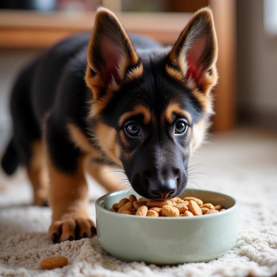 Alsatian Puppy Eating