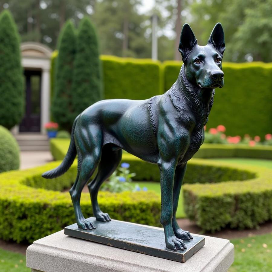 German Shepherd dog statue made of bronze