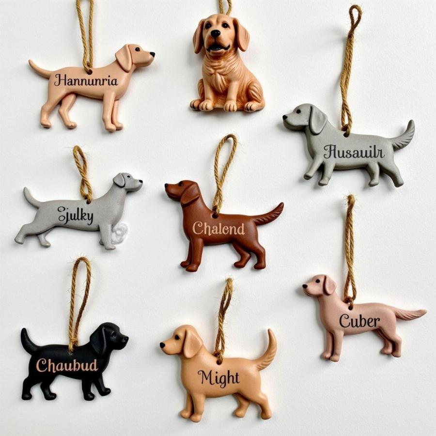 Variety of Custom Dog Ornaments in Different Materials