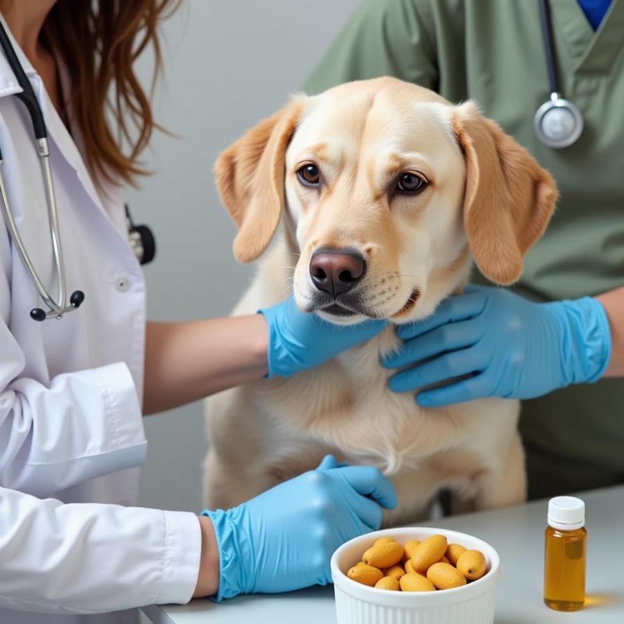 Veterinarian Examining a Dog