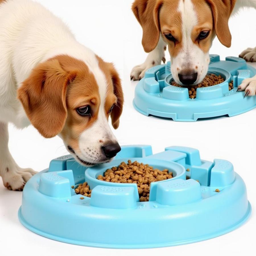 Slow feeder dog food dish for fast eaters