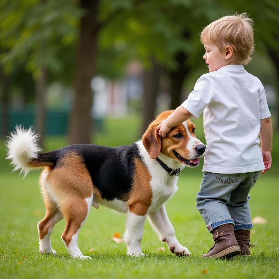 Chó Border Beagle và trẻ em