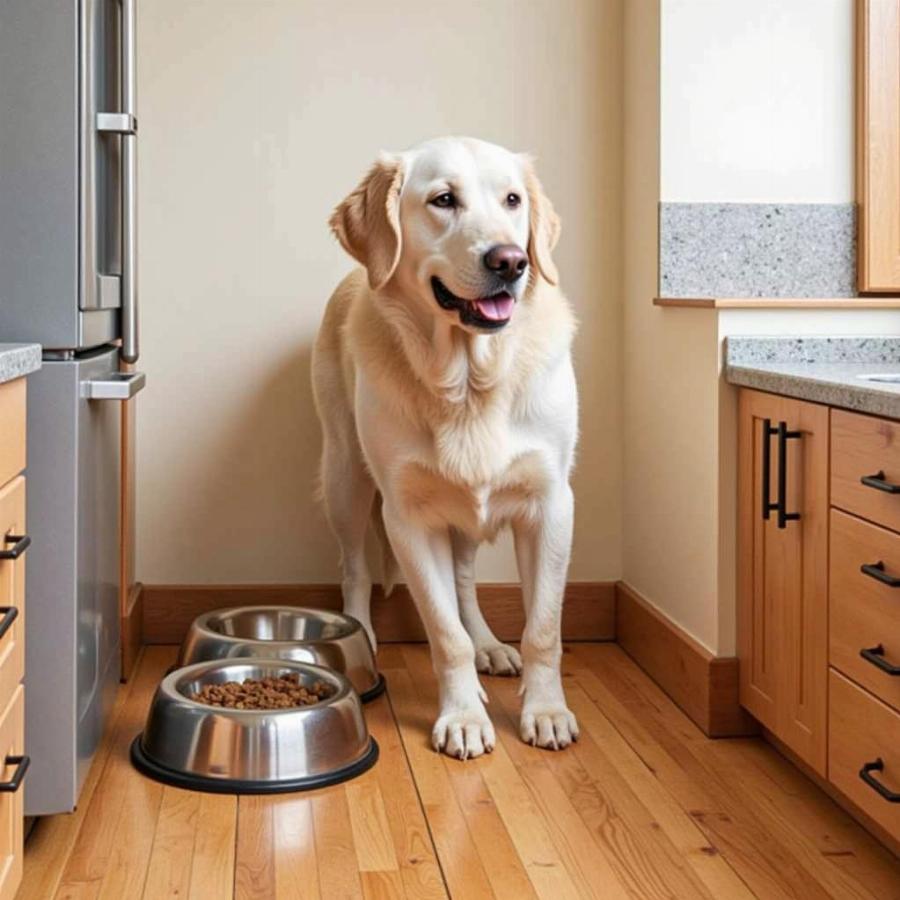 Setting up a large dog feeding station