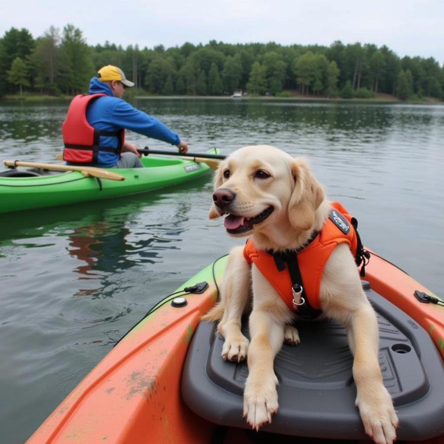 Chèo thuyền Kayak cùng chó cưng tại Whitney Wisconsin