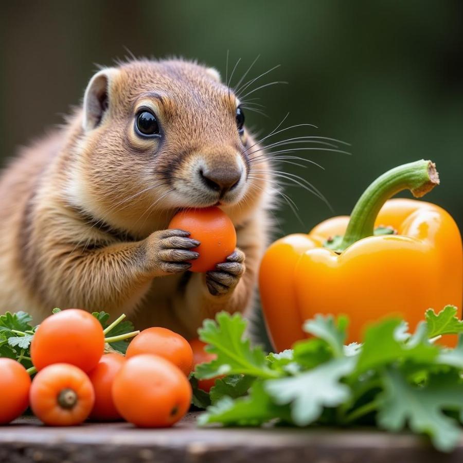 Prairie Dog Eating Vegetables