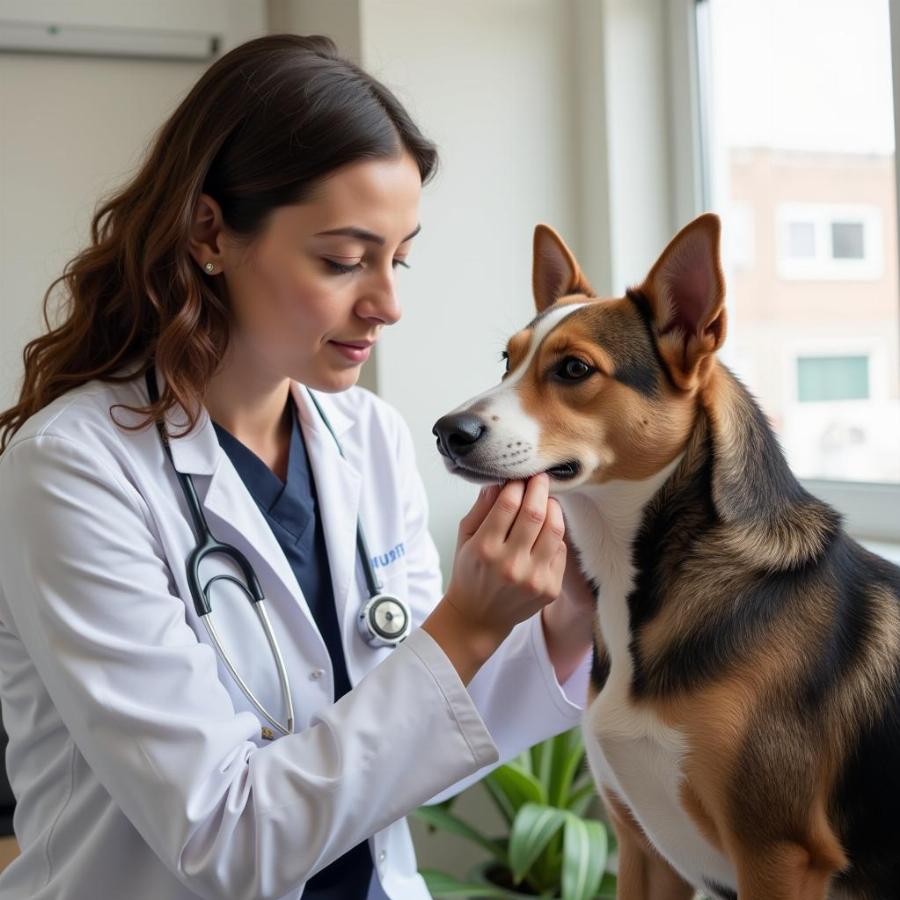 Veterinary Neurologist Examining a Dog