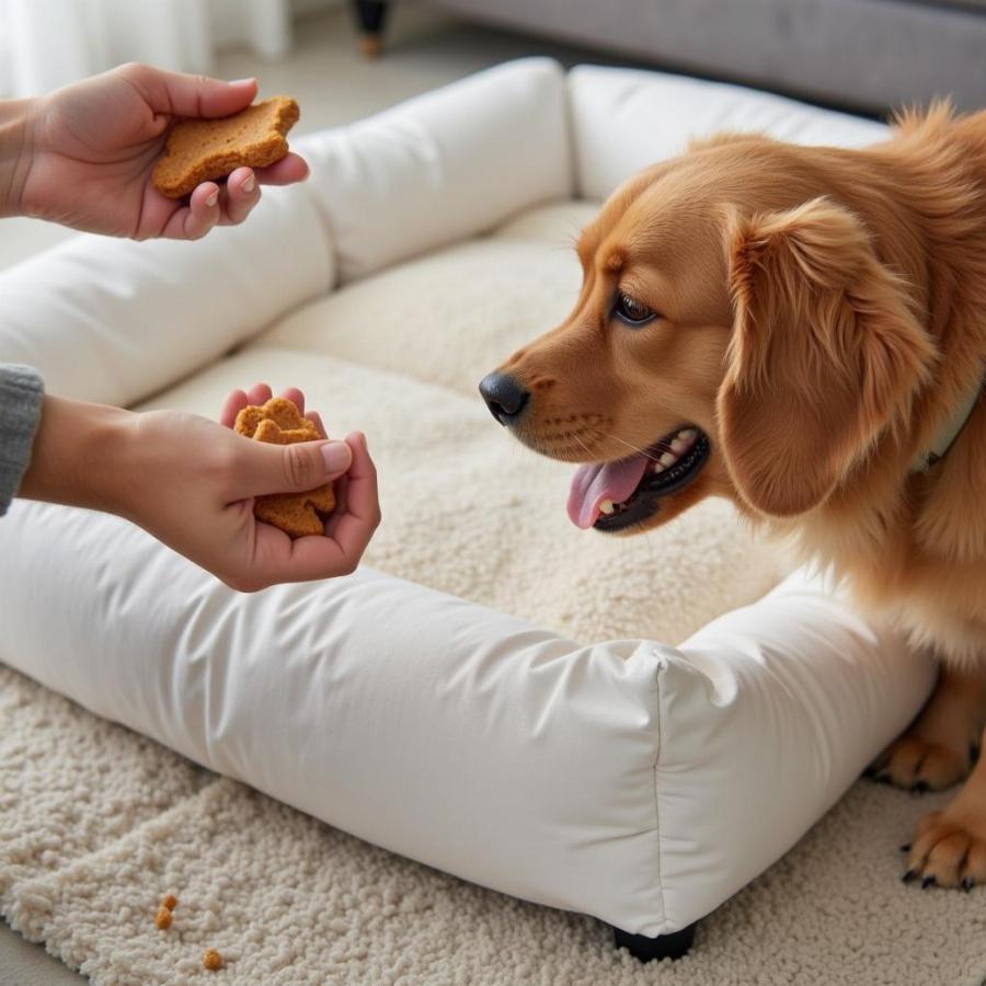 Training a dog to use a cot bed