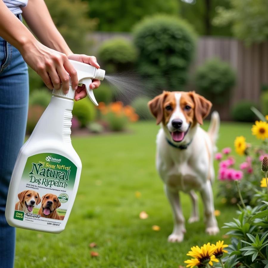 Dog repellent spray for outdoor use